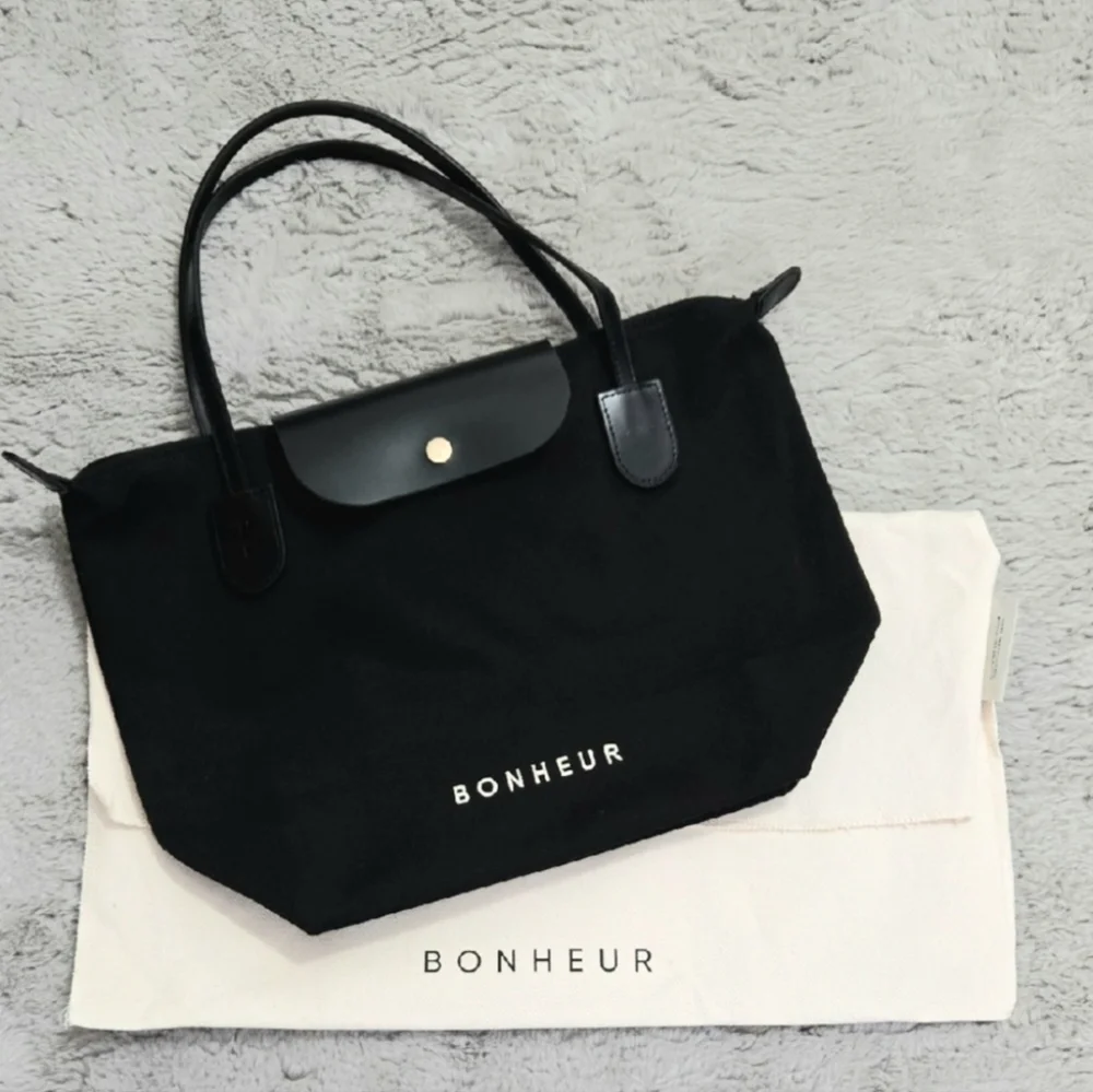 Bonheur black canvas tote bag classic No 7